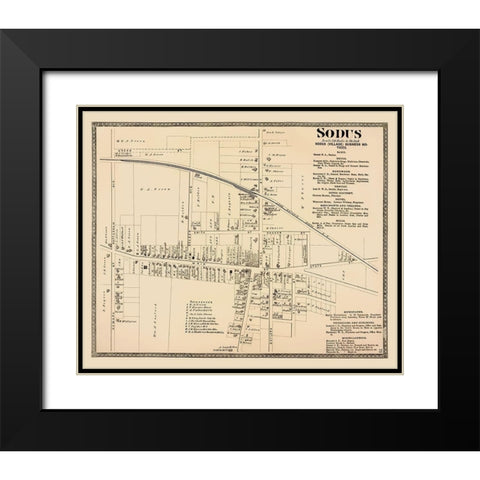 Sodus New York Landowner - Beers 1874 Black Modern Wood Framed Art Print with Double Matting by Beers
