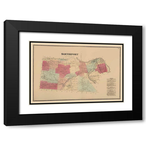 Southport New York - Beers 1869 Black Modern Wood Framed Art Print with Double Matting by Beers