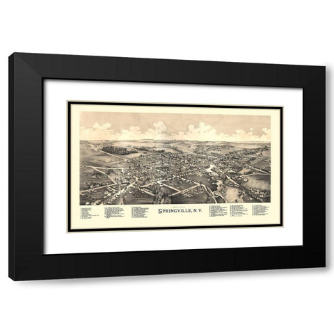 Springville New York - Burleigh 1892  Black Modern Wood Framed Art Print with Double Matting by Burleigh