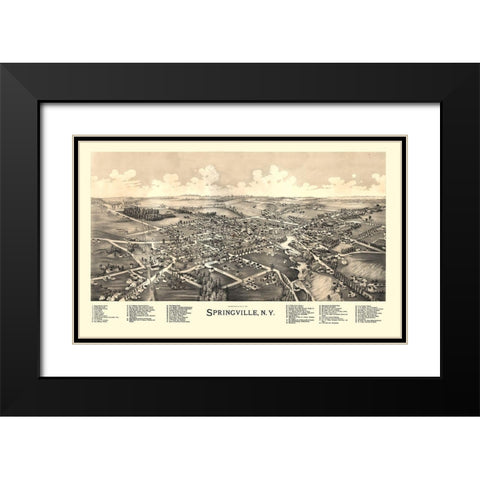 Springville New York - Burleigh 1892  Black Modern Wood Framed Art Print with Double Matting by Burleigh
