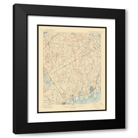 Stamford New York Connecticut Quad - USGS 1899 Black Modern Wood Framed Art Print with Double Matting by USGS