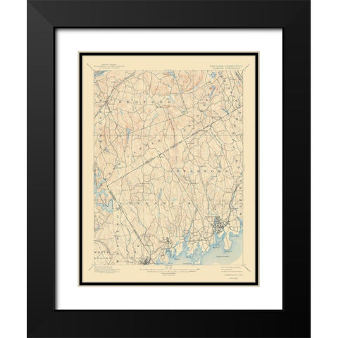 Stamford New York Connecticut Quad - USGS 1899 Black Modern Wood Framed Art Print with Double Matting by USGS