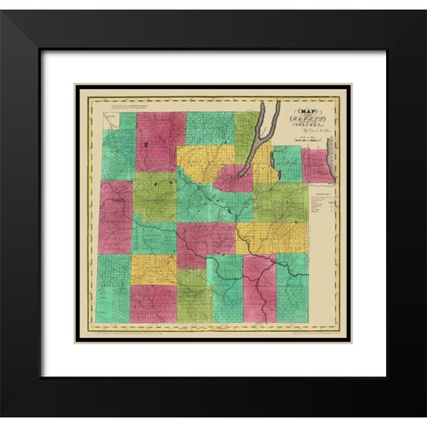 Steuben New York Landowner - Burr 1829 Black Modern Wood Framed Art Print with Double Matting by Burr