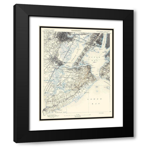 Staten Island New York New Jersey Sheet Black Modern Wood Framed Art Print with Double Matting by USGS