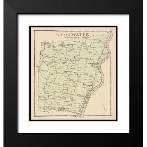 Stillwater New York Landowner - Stone 1866 Black Modern Wood Framed Art Print with Double Matting by Stone