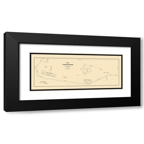 Staten Island New York Fortifications 1827 Black Modern Wood Framed Art Print with Double Matting by Roberdrane