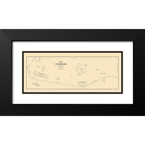 Staten Island New York Fortifications 1827 Black Modern Wood Framed Art Print with Double Matting by Roberdrane