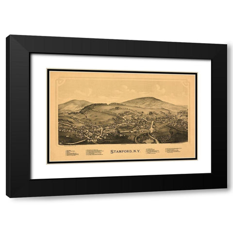 Stamford New York - Burleigh 1890  Black Modern Wood Framed Art Print with Double Matting by Burleigh