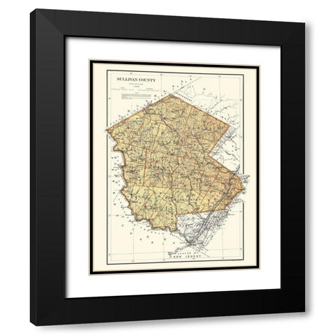 Sullivan New York Landowner - Bien 1895 Black Modern Wood Framed Art Print with Double Matting by Bien