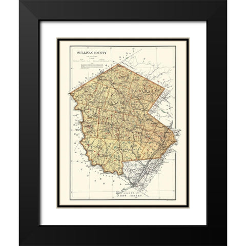 Sullivan New York Landowner - Bien 1895 Black Modern Wood Framed Art Print with Double Matting by Bien