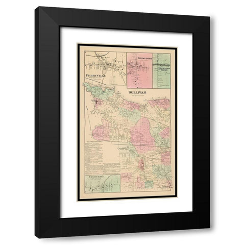 Sullivan New York Landowner - Whitman 1875 Black Modern Wood Framed Art Print with Double Matting by Whitman