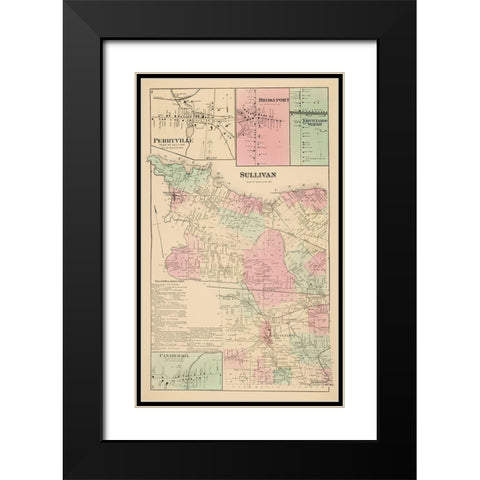 Sullivan New York Landowner - Whitman 1875 Black Modern Wood Framed Art Print with Double Matting by Whitman