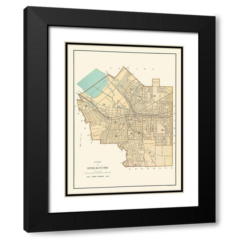 Syracuse New York - Bien 1895 Black Modern Wood Framed Art Print with Double Matting by Bien