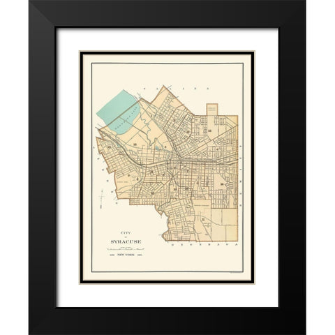 Syracuse New York - Bien 1895 Black Modern Wood Framed Art Print with Double Matting by Bien