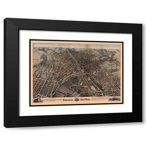 Syracuse New York - Bailey 1874  Black Modern Wood Framed Art Print with Double Matting by Bailey