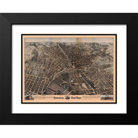 Syracuse New York - Bailey 1874  Black Modern Wood Framed Art Print with Double Matting by Bailey