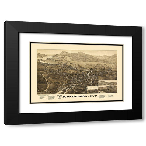 Ticonderoga City New York - Beck 1884 Black Modern Wood Framed Art Print with Double Matting by Beck