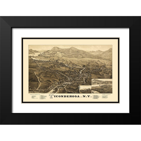 Ticonderoga City New York - Beck 1884 Black Modern Wood Framed Art Print with Double Matting by Beck