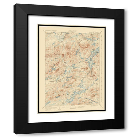 Tupper Lake New York Quad - USGS 1907 Black Modern Wood Framed Art Print with Double Matting by USGS