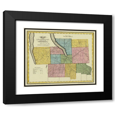 Tompkins New York - Burr 1829 Black Modern Wood Framed Art Print with Double Matting by Burr
