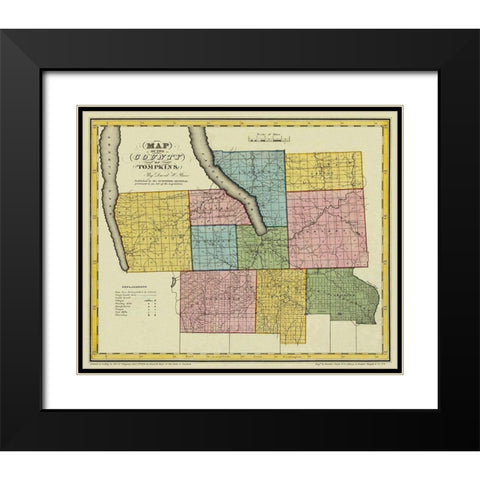 Tompkins New York - Burr 1829 Black Modern Wood Framed Art Print with Double Matting by Burr
