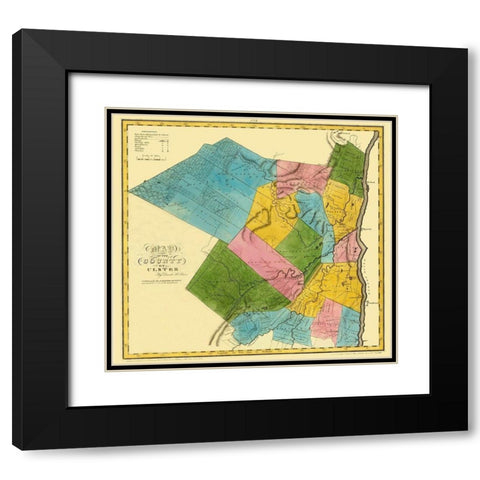 Ulster New York Landowner - Burr 1829 Black Modern Wood Framed Art Print with Double Matting by Burr