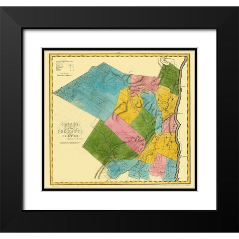 Ulster New York Landowner - Burr 1829 Black Modern Wood Framed Art Print with Double Matting by Burr
