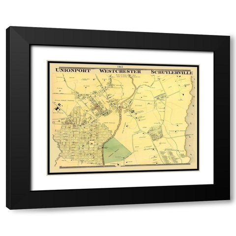 Union Port, Westchester New York Landowner Black Modern Wood Framed Art Print with Double Matting by Beers