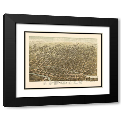 Utica New York - Brosius 1873 Black Modern Wood Framed Art Print with Double Matting by Brosius