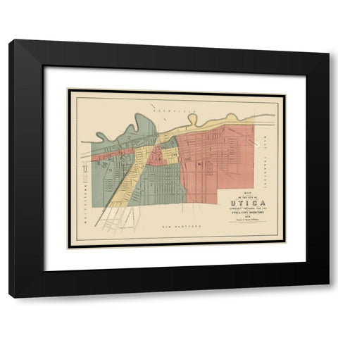 Utica New York - Francis 1876  Black Modern Wood Framed Art Print with Double Matting by Francis