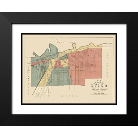 Utica New York - Francis 1876  Black Modern Wood Framed Art Print with Double Matting by Francis