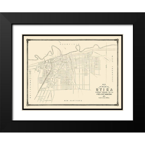 Utica New York - Francis 1875  Black Modern Wood Framed Art Print with Double Matting by Francis