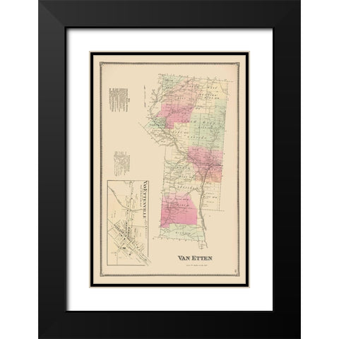 Van Etten New York Landowner - Beers 1869 Black Modern Wood Framed Art Print with Double Matting by Beers