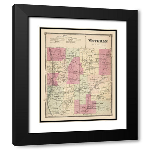 Veteran New York Landowner - Beers 1869 Black Modern Wood Framed Art Print with Double Matting by Beers