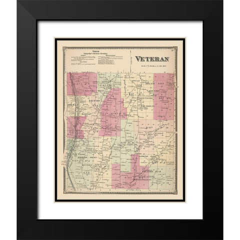 Veteran New York Landowner - Beers 1869 Black Modern Wood Framed Art Print with Double Matting by Beers