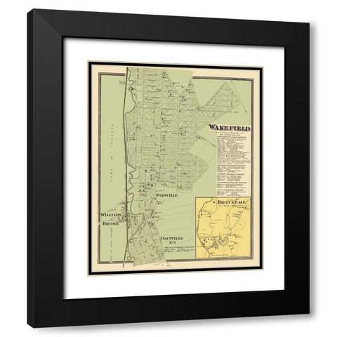 Wakefield New York Landowner - Beers 1868 Black Modern Wood Framed Art Print with Double Matting by Beers