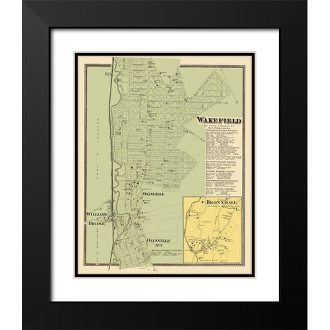 Wakefield New York Landowner - Beers 1868 Black Modern Wood Framed Art Print with Double Matting by Beers