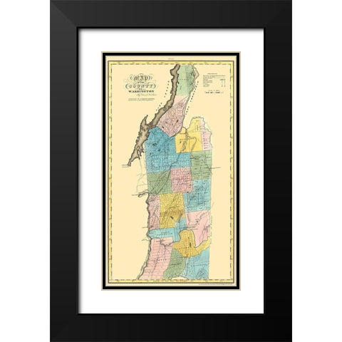 Washington New York Landowner - Burr 1829 Black Modern Wood Framed Art Print with Double Matting by Burr