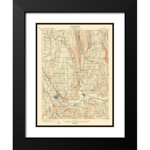 Wayland New York Quad - USGS 1904 Black Modern Wood Framed Art Print with Double Matting by USGS