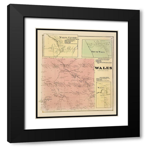 Wales New York Landowner - Stone 1866 Black Modern Wood Framed Art Print with Double Matting by Stone