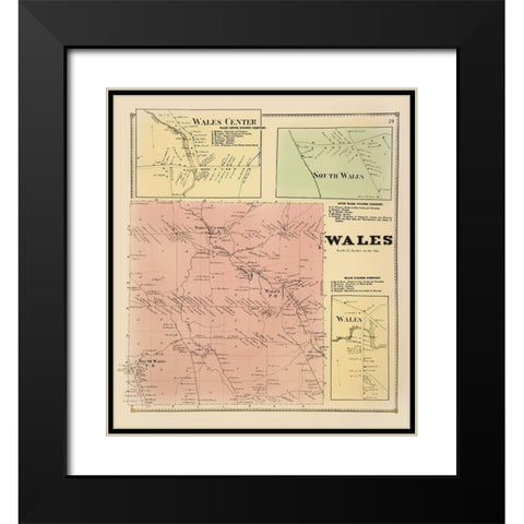 Wales New York Landowner - Stone 1866 Black Modern Wood Framed Art Print with Double Matting by Stone