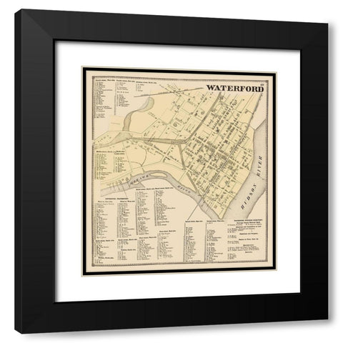 Waterford New York Landowner - Stone 1866 Black Modern Wood Framed Art Print with Double Matting by Stone