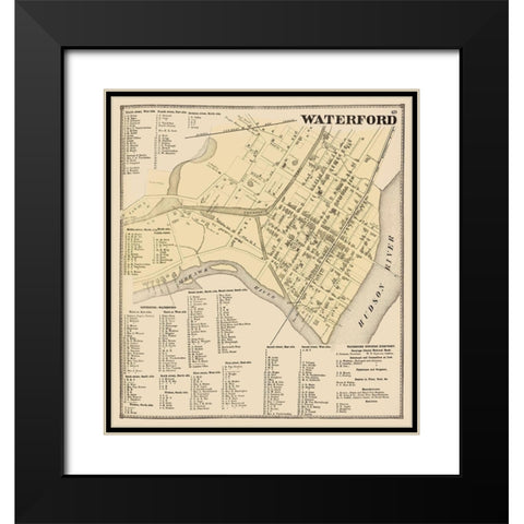 Waterford New York Landowner - Stone 1866 Black Modern Wood Framed Art Print with Double Matting by Stone