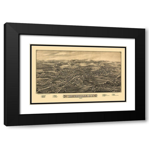 Waterville New York - Burleigh 1885  Black Modern Wood Framed Art Print with Double Matting by Burleigh