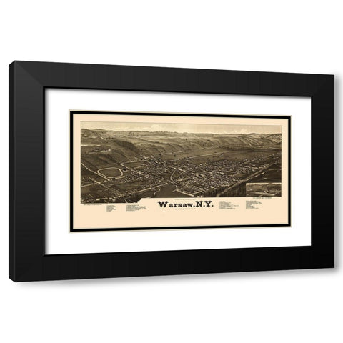 Warsaw New York - Burleigh 1885  Black Modern Wood Framed Art Print with Double Matting by Burleigh