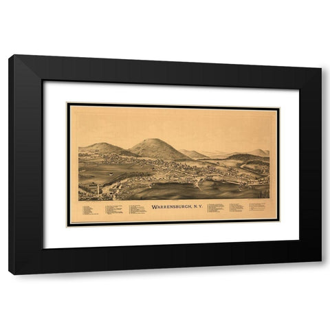 Warrensburg New York - Burleigh 1891  Black Modern Wood Framed Art Print with Double Matting by Burleigh