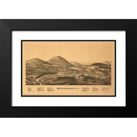 Warrensburg New York - Burleigh 1891  Black Modern Wood Framed Art Print with Double Matting by Burleigh