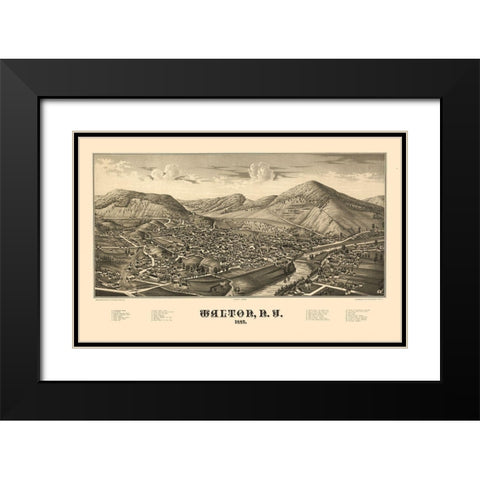Walton New York - Burleigh 1887  Black Modern Wood Framed Art Print with Double Matting by Burleigh