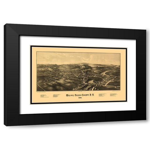 Walden New York - Burleigh 1887  Black Modern Wood Framed Art Print with Double Matting by Burleigh
