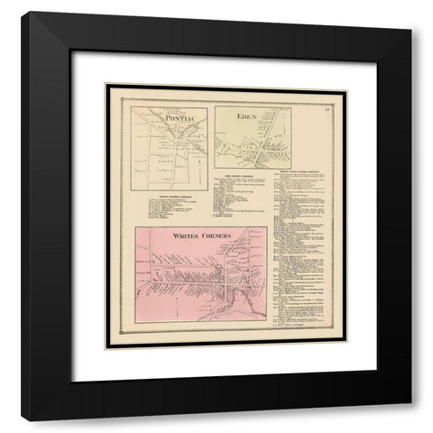 Pontiac, Eden, White Corners New York - Stone 1866 Black Modern Wood Framed Art Print with Double Matting by Stone